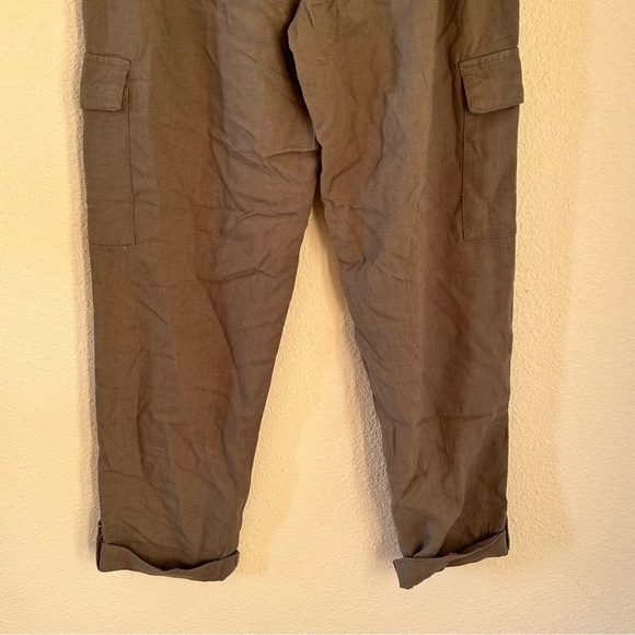 Style Me Olive Green Lenin Blend Cargo Pants Women Size Petite Small - Picture 8 of 8